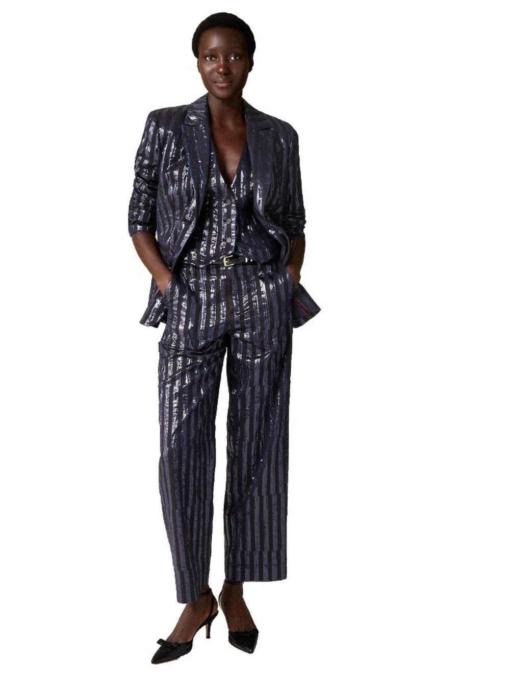 NWT Christopher John Rogers X J.Crew Relaxed Blazer in Metallic Stripe Jacket 10 - Picture 5 of 11